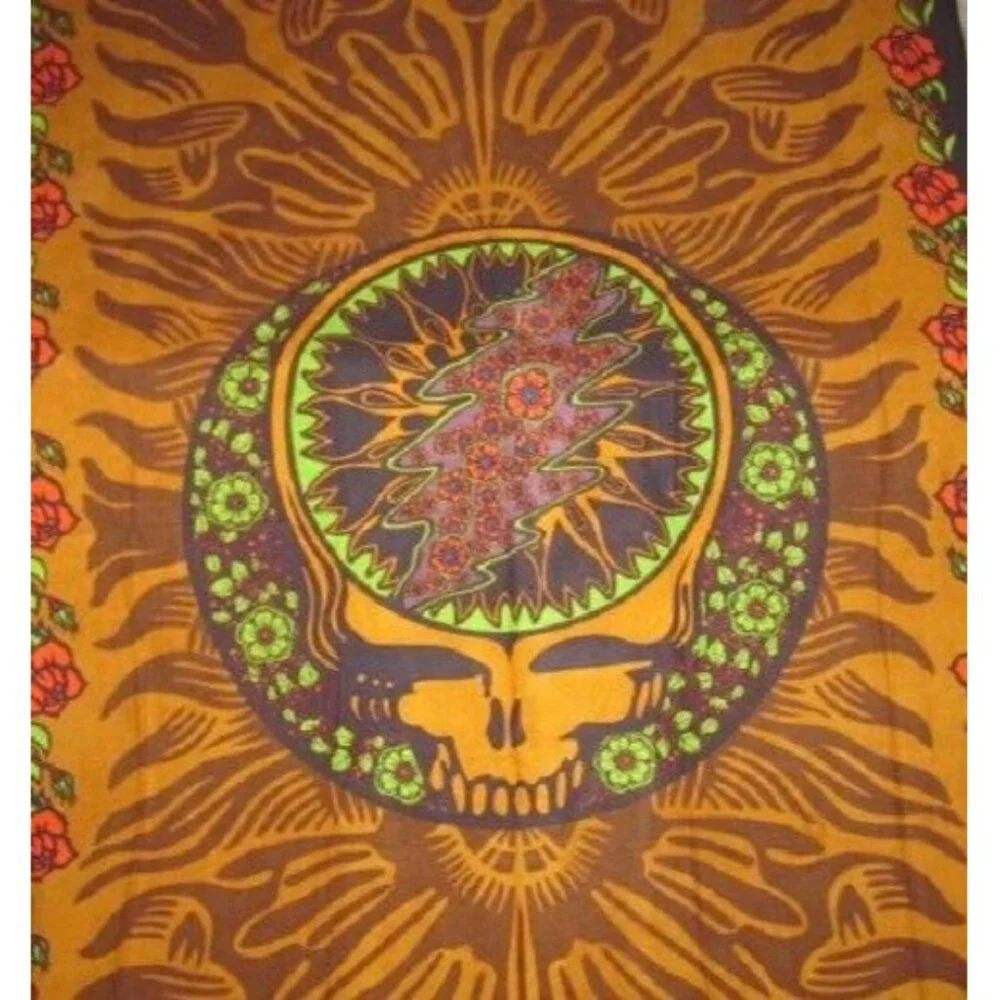 New Brown Steal Your Face Grateful Dead Tapestry Large Poster Gift Hippie NIP